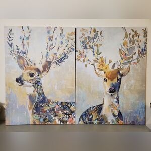 IKEA Boho Floral Deer Wall Art Print Set